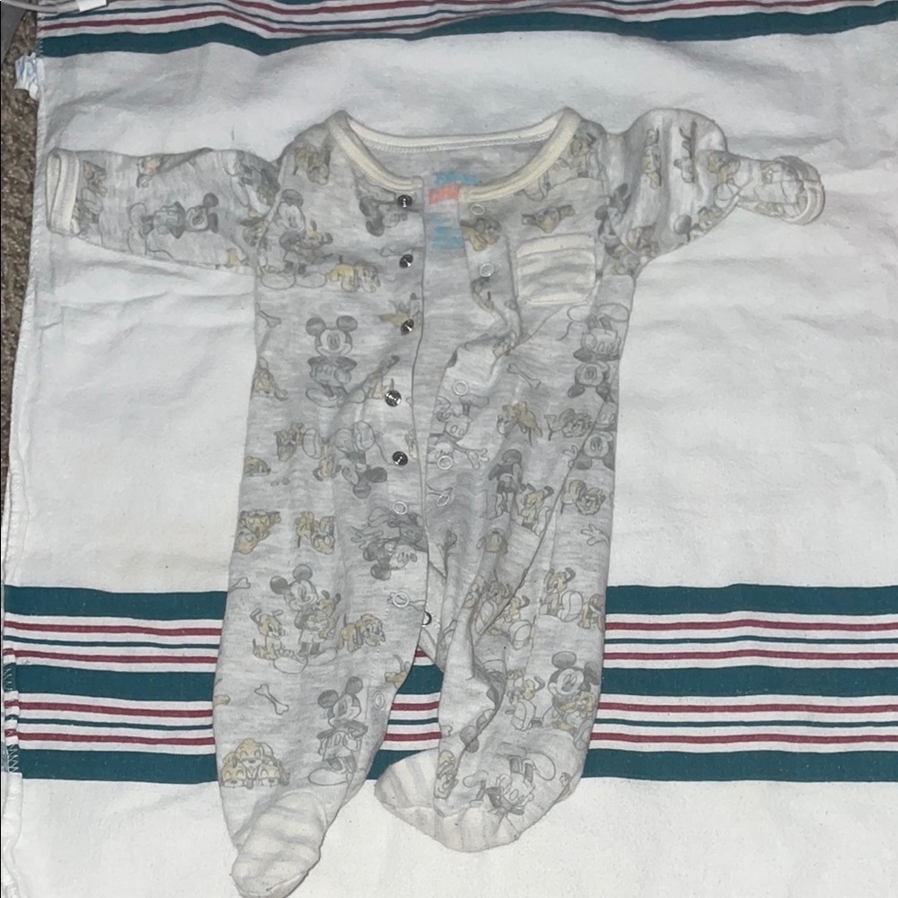 Disney Gray Cozy Footie One Piece